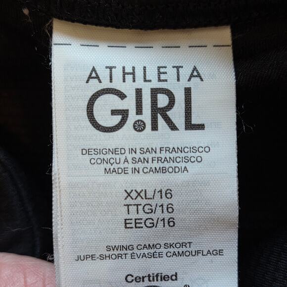 Athleta Girl All Play 3" Shorts Black & Swing Camo Skort Sz 16 Youth XXL - Picture 12 of 13